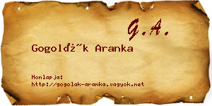 Gogolák Aranka névjegykártya